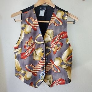 Small Vintage 90's Tie Print Grey Red Green Vest